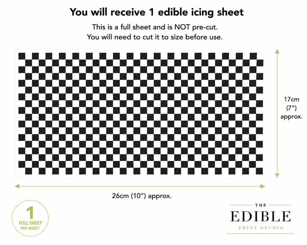 Black & White Checkered Racing Flag Edible Icing Sheet Cake Wrap – Full Sheet