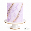 Lilac & Gold Marble Edible Cake Wrap – Elegant Marble Effect Icing Sheet