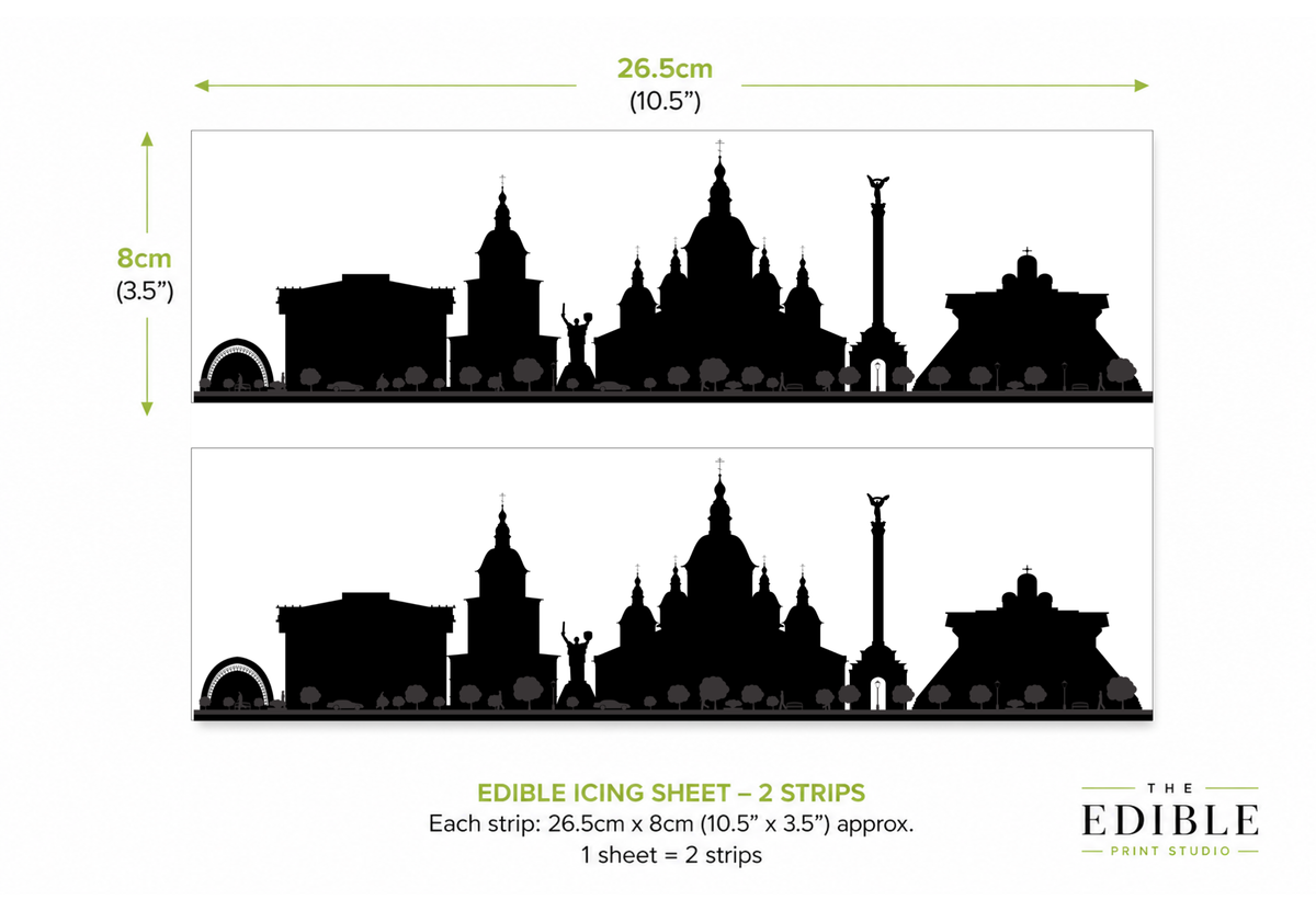 Kyiv Skyline Edible Cake Wrap | Ukraine City Cake Decoration