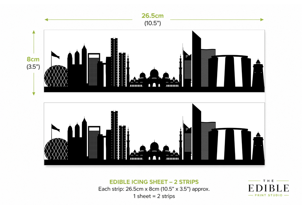 Abu Dhabi Skyline Edible Cake Wrap | UAE City Cake Decoration