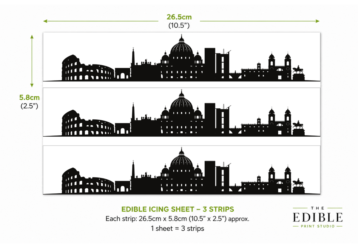 Rome Skyline Edible Cake Wrap | Italy City Cake Decoration