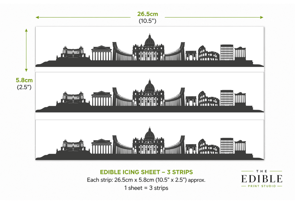 Rome Skyline Edible Cake Wrap | Italy City Cake Decoration