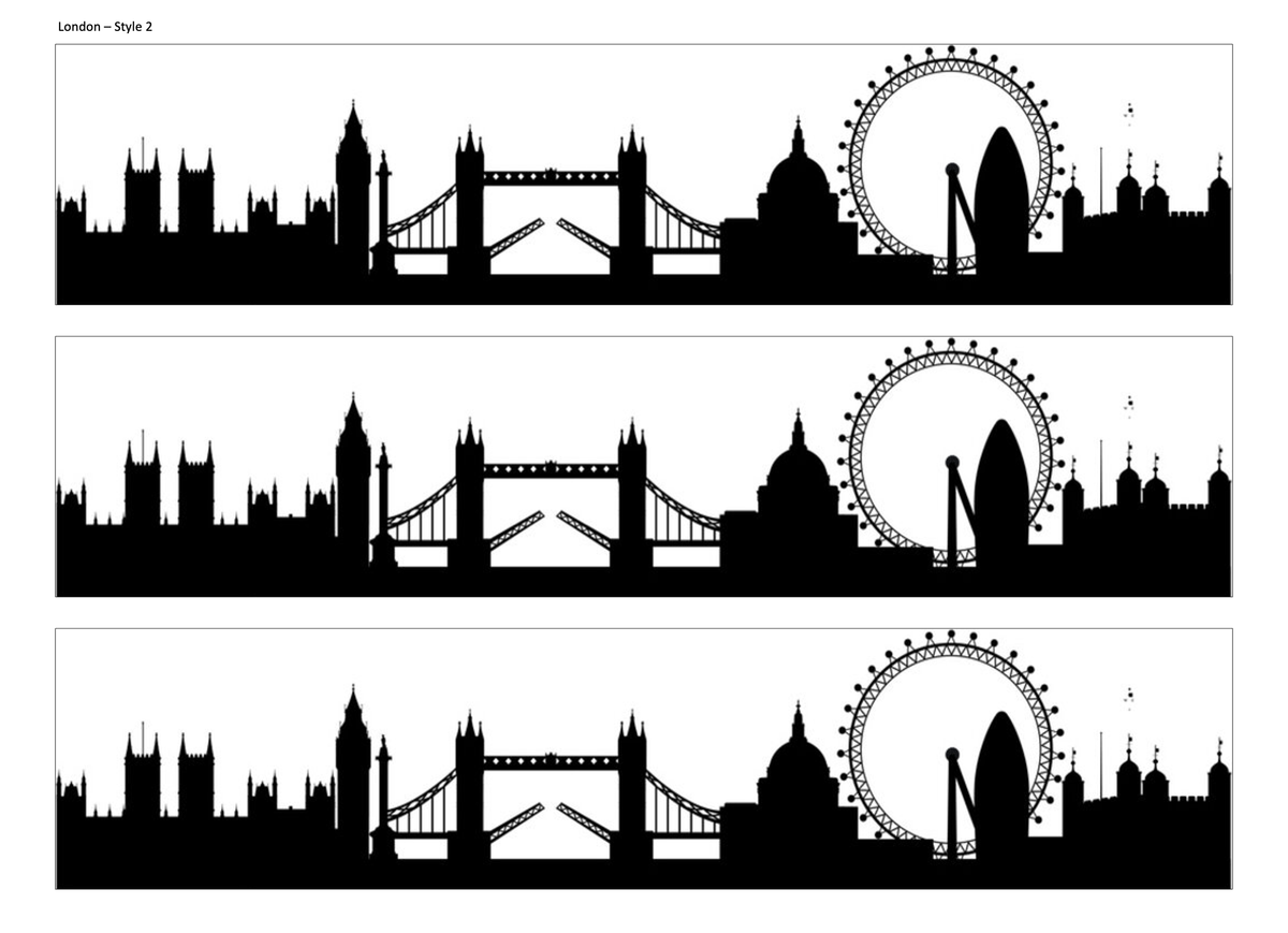 London Skyline Edible Cake Wrap | UK City Silhouette Cake Decoration | London Landmark Birthday Cake Topper