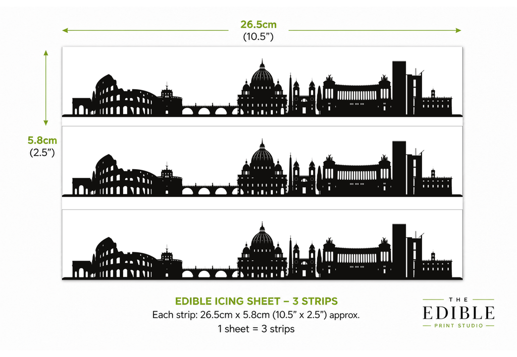 Rome Skyline Edible Cake Wrap | Italy City Cake Decoration