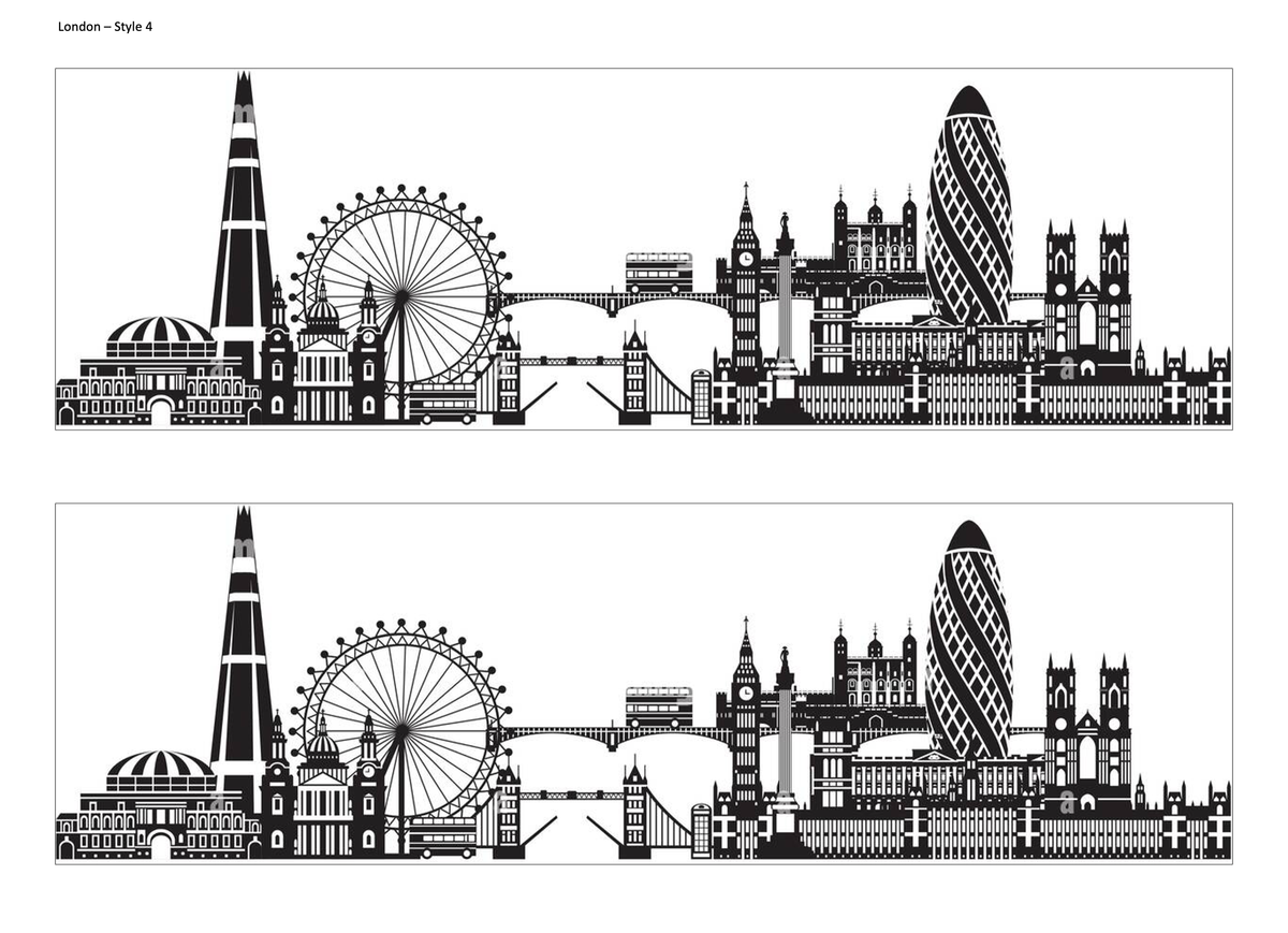 London Skyline Edible Cake Wrap | UK City Silhouette Cake Decoration | London Landmark Birthday Cake Topper
