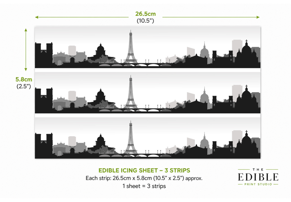 Paris Skyline Edible Cake Wrap | Eiffel Tower Cake Decoration