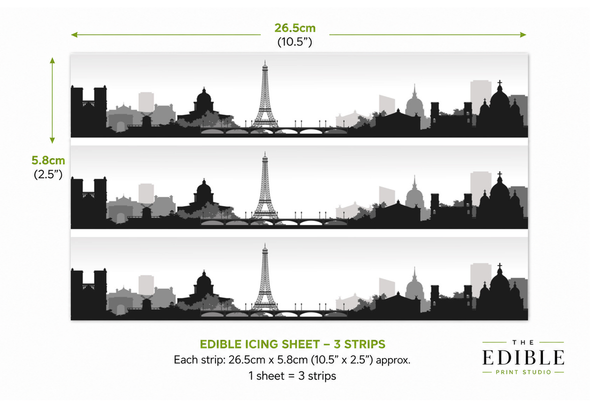 Paris Skyline Edible Cake Wrap | Eiffel Tower Cake Decoration