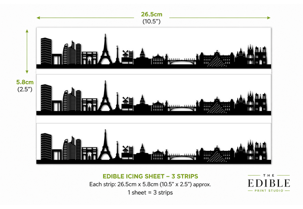 Paris Skyline Edible Cake Wrap | Eiffel Tower Cake Decoration