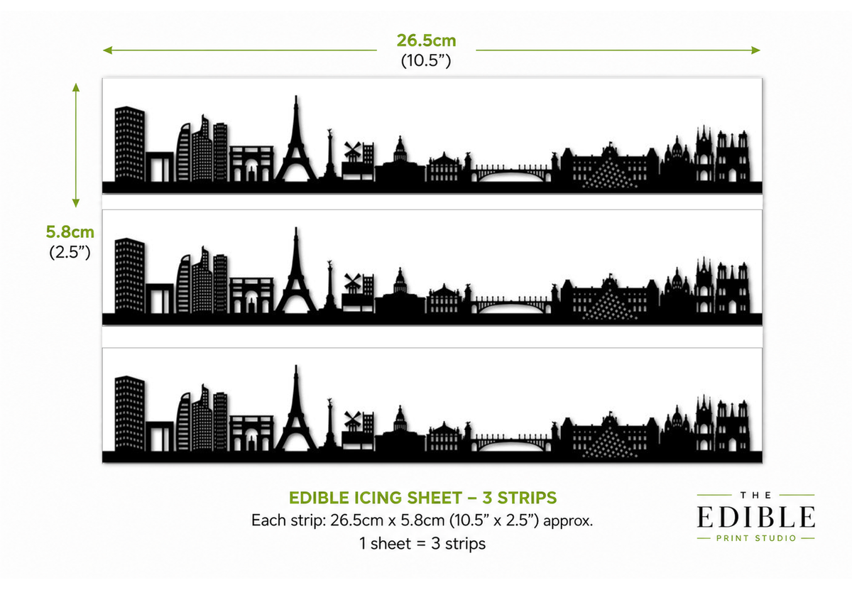 Paris Skyline Edible Cake Wrap | Eiffel Tower Cake Decoration
