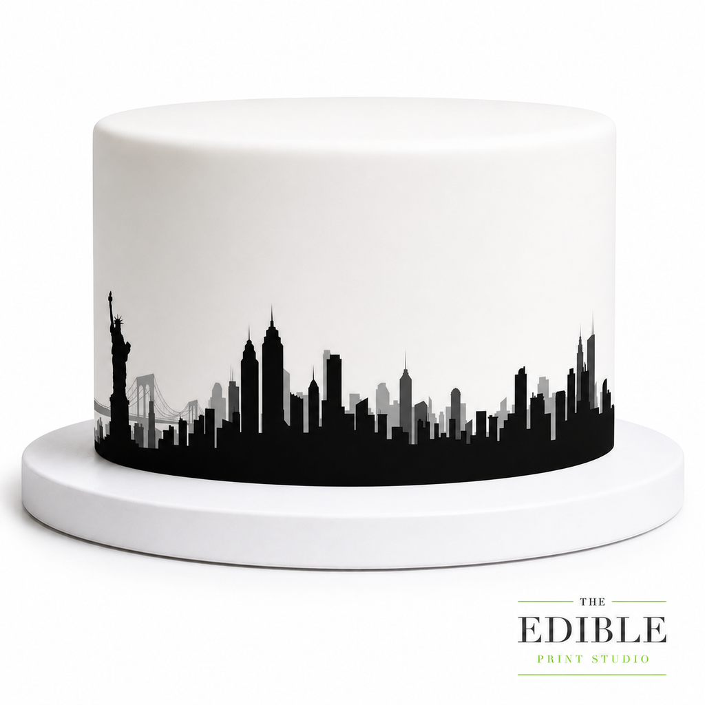 New York Skyline Edible Cake Wrap | City Silhouette Cake Topper