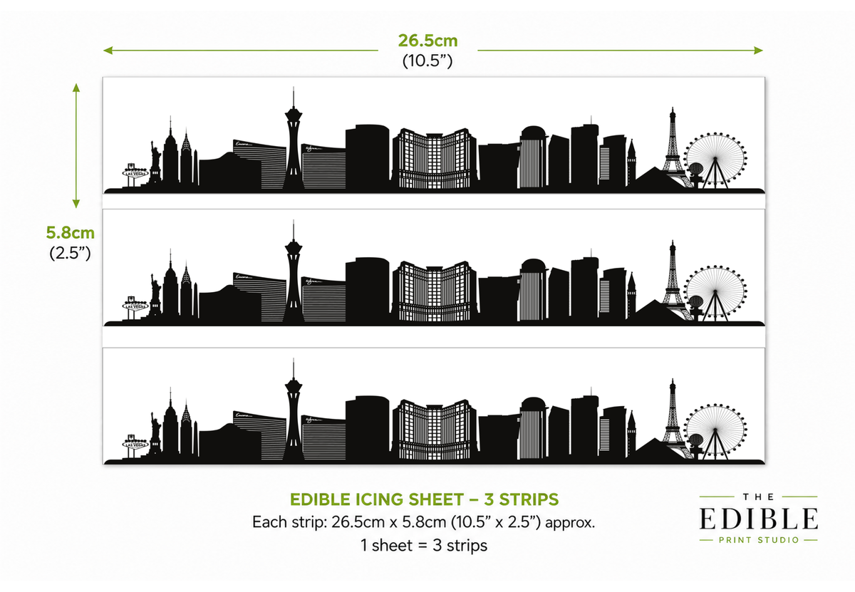 Las Vegas Skyline Edible Cake Wrap | Vegas City Cake Topper