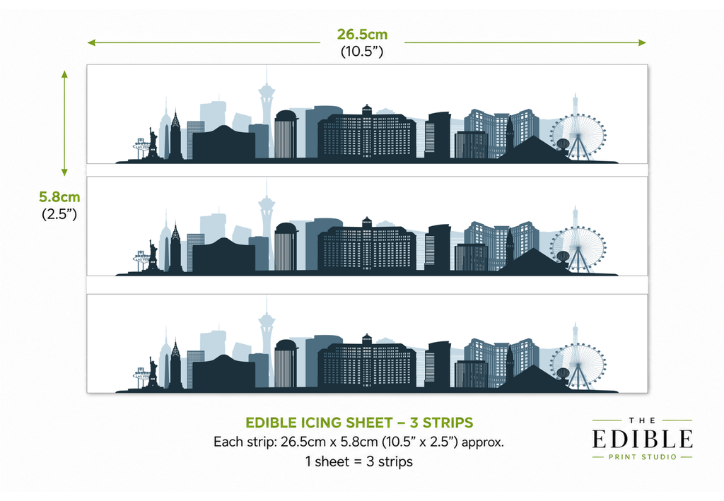 Las Vegas Skyline Edible Cake Wrap | Vegas City Cake Topper