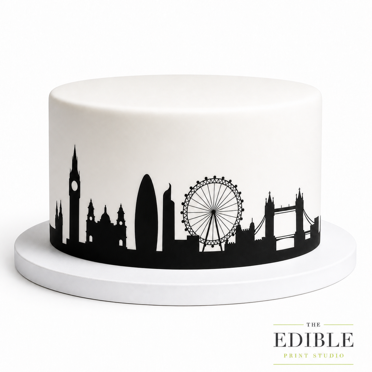 London Skyline Edible Cake Wrap | UK City Silhouette Cake Decoration | London Landmark Birthday Cake Topper