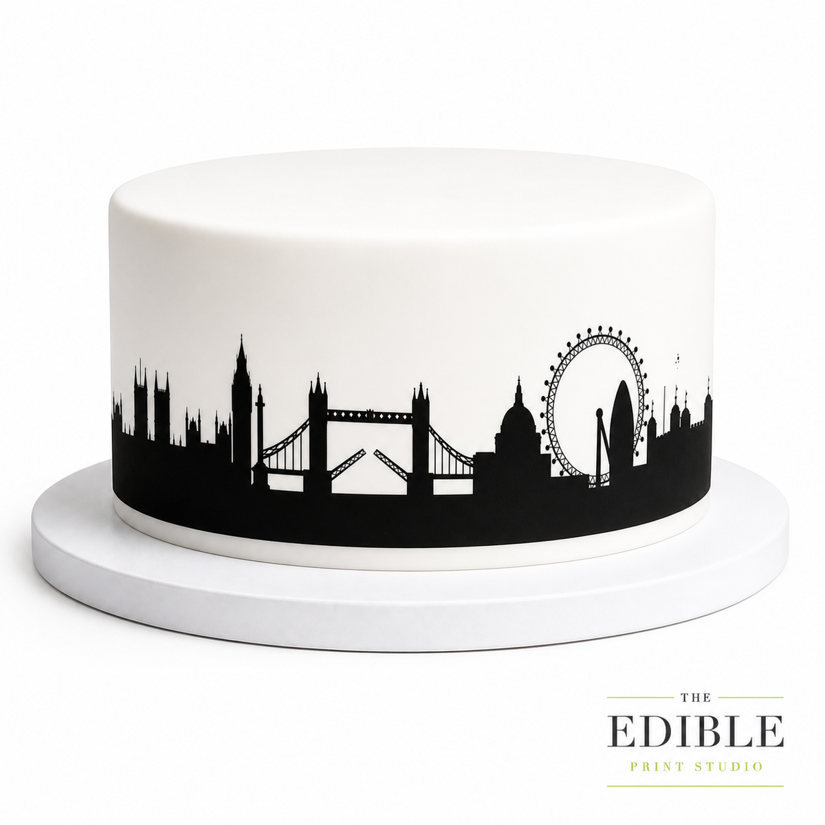 London Skyline Edible Cake Wrap | UK City Silhouette Cake Decoration | London Landmark Birthday Cake Topper