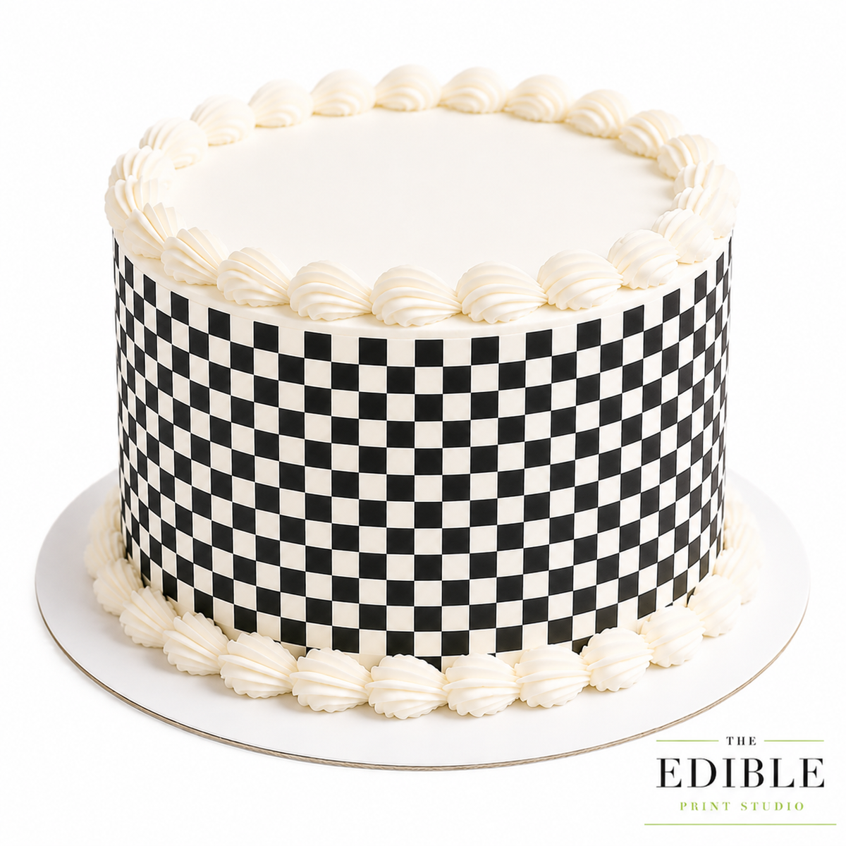 Black & White Checkered Racing Flag Edible Icing Sheet Cake Wrap – Full Sheet